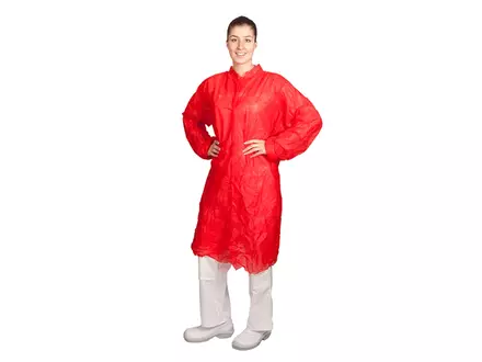 Hycare disposable visitor coat with Velcro fastening non-woven polypropylene red size 2XL