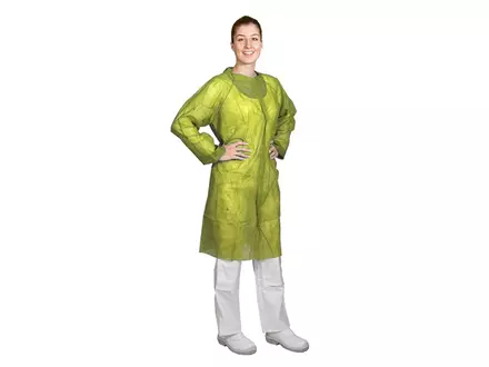 Hycare disposable visitor coat with Velcro fastening, non-woven polypropylene, yellow, size 2XL