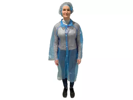 Hycare disposable visitor coat LDPE snap button blue
