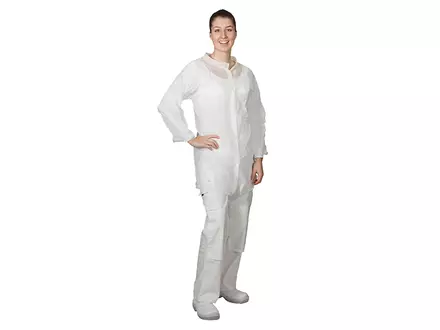 Hycare disposable bezoekersjas basic drukknopen non-woven polypropyleen wit maat 2XL