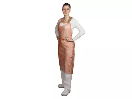 Tablier jetable Hycare, bloc de polyéthylène déchirable rouge 20 µm