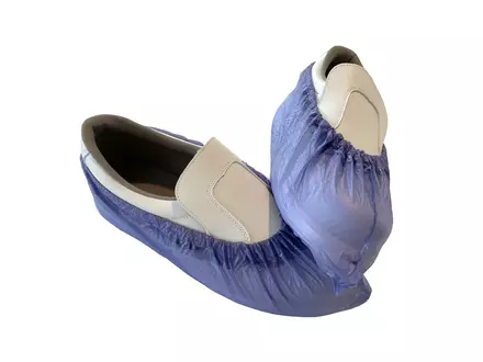 Couvre-chaussures jetable bleu 130 µm PVC 38 x 16 cm
