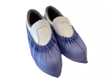Surchaussure jetable bleue en PVC 130 µm 38 x 16 cm