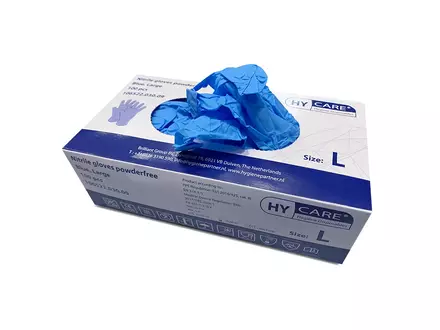 Gant jetable Hycare en nitrile non poudré, 240 mm, bleu, taille L