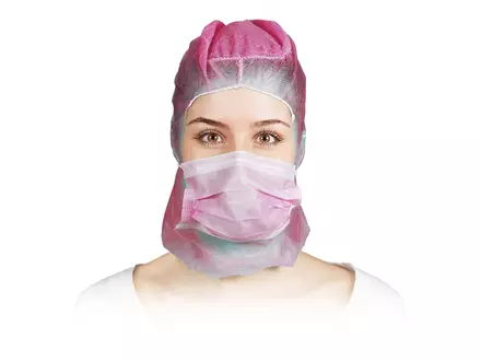 Masque facial jetable Hycare Astrocap à 2 couches en polypropylène non tissé rose