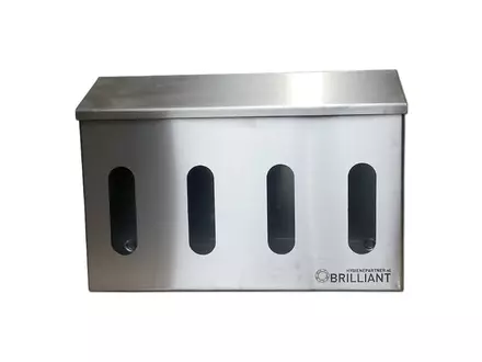 Dispenser gesloten RVS 4x dispenserdoos high risk handschoen