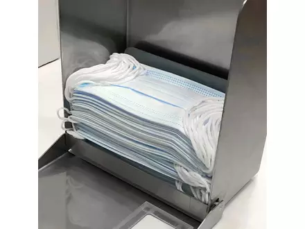 Distributeur en acier inoxydable avec fenêtre de visualisation pour masques faciaux