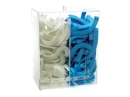 Distributeur en acrylique transparent à 2 compartiments pour filets à cheveux jetables
