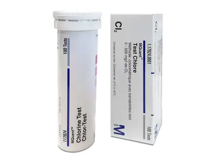 Bandelettes de test de chlore MQuant 0-500 mg/l