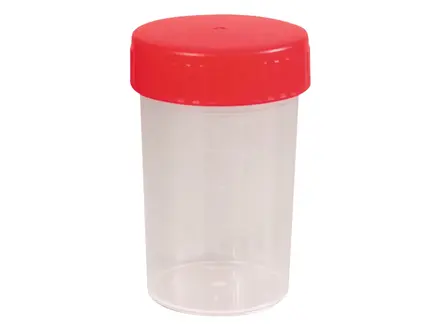 Pot stérile en PP avec bouchon à vis, transparent
