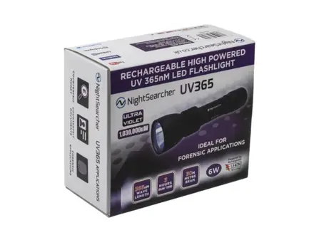 Nightsearcher UV LED 365 flashlight rechargeable ultraviolet 365nm