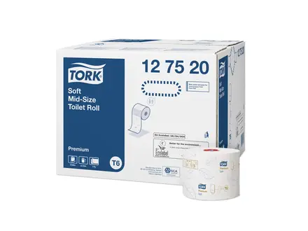 Papier toilette doux Tork, format moyen, 2 plis, T6 Premium blanc