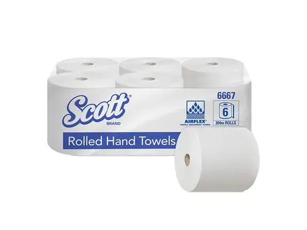 Rouleau d'essuie-tout Kimberly-Clark Scott 6667, 1 couche, 304 mètres, blanc <saut de ligne>