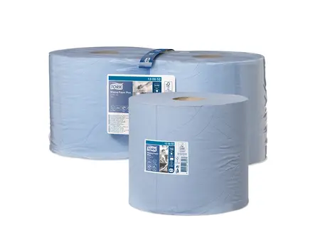 Tork Wiping Plus Combi poetspapier industrierol 2-laags W1-W2 blauw