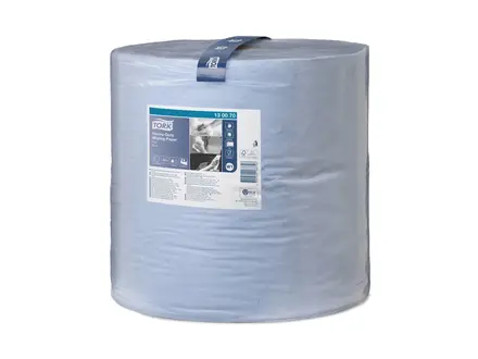Rouleau de papier de nettoyage industriel Tork, ultra-résistant W1, 2 plis, 340 mètres, bleu