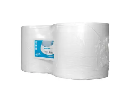 Rouleau de papier de nettoyage industriel Euro Products, 2 plis, cellulose, 350 mètres, blanc