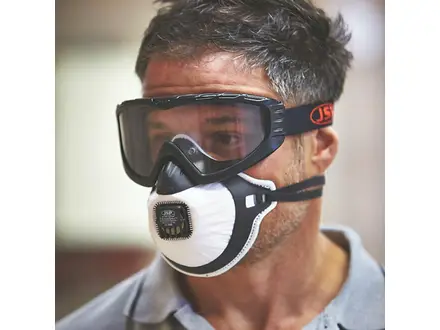 JSP Filterspec PRO stofmasker en overzetbril FFP2 met uitademventiel