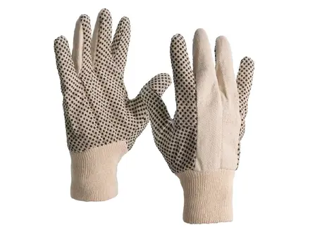 Cotton gloves with PVC polka dots, general use