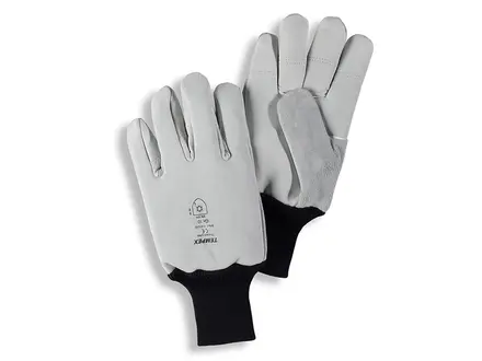 Gant HB Tempex en cuir résistant au froid, poignet tricoté, gris/noir
