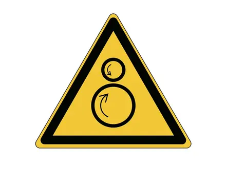 Avertissement autocollant concernant les pièces rotatives ! DIN 4844 100 mm
