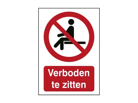 Sticker verboden te zitten P018 B-862 148x210 mm