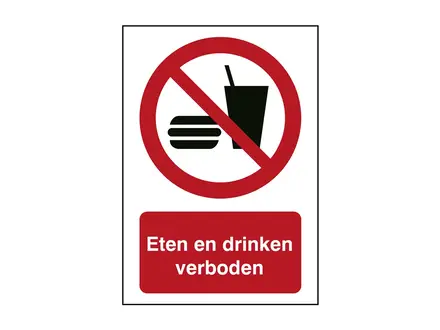 Sticker eten en drinken verboden P022 B-862 210x297 mm
