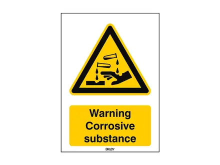Étiquette d'avertissement : substance corrosive W023 B-863 297 x 420 mm