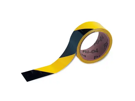 Ruban de signalisation autocollant en PVC 38 mm noir/jaune