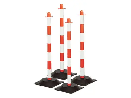 Poteau de signalisation Brady rouge et blanc de 900 mm avec base en caoutchouc