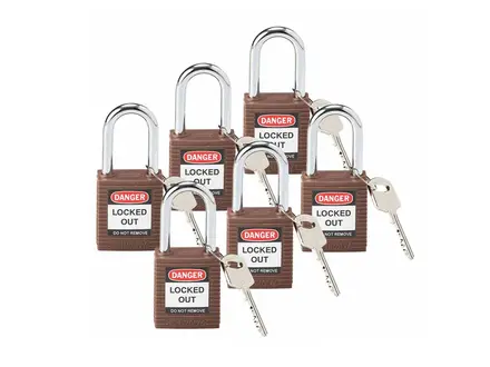 Brady 813636 Reinforced Nylon Safety Locks Danger Locked Out Brown