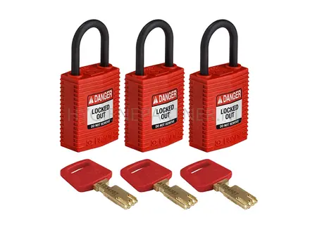 Brady 150189 SafeKey Compact Nylon safety locks Danger Locked Out red
