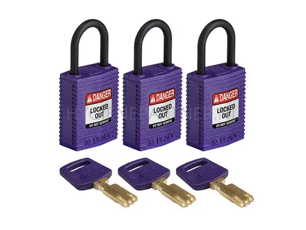 Brady 150195 SafeKey Compact Nylon safety locks Danger Locked Out purple