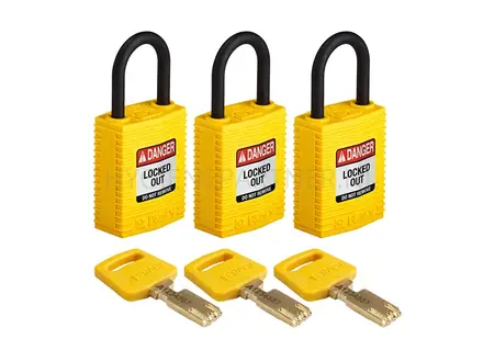 Brady 150190 SafeKey Compact Nylon safety locks Danger Locked Out yellow