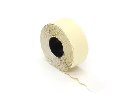 Étiquettes de prix blanches en rouleau 26 x 12 mm, bord ondulé, permanentes