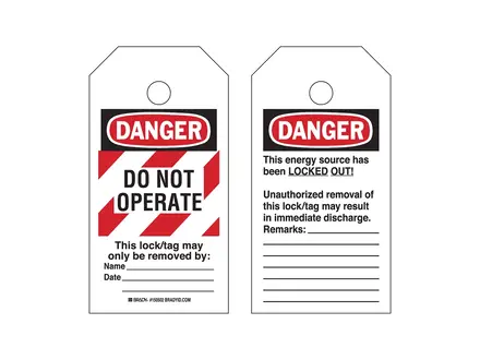 Étiquette d'avertissement à rayures rouges RipTag Danger Ne pas utiliser 76,20 x 146,05 mm
