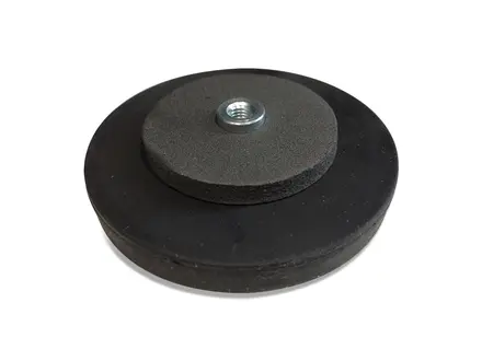 Neodymium magnet in rubber with threaded bushing