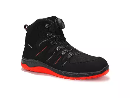 Chaussure de sécurité Elten Maddox noire et rouge mi-haute, fermeture BOA, S3 SRC ESD