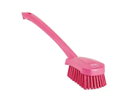 Brosse à vaisselle Vikan 41861, manche long et rigide, 415 mm, rose