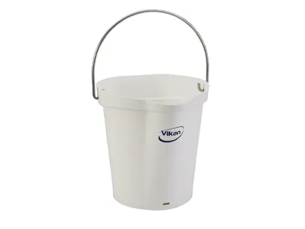 Seau Vikan 56865 avec poignée en acier inoxydable, 12 litres, blanc