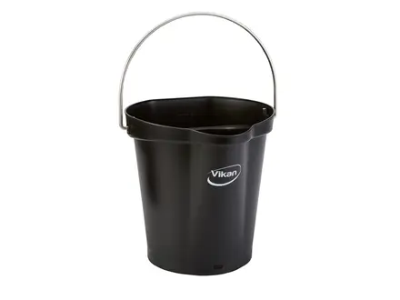 Vikan 56869 Bucket with stainless steel handle 12 liters black