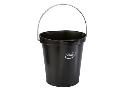 Seau Vikan 56889 avec poignée en acier inoxydable, 6 litres, noir