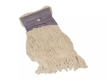 Strand mop with scouring fleece