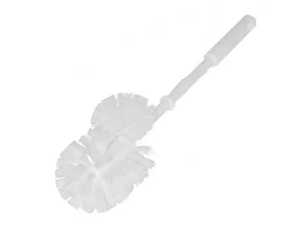 Brosse de toilette avec nettoyeur de rebord, en polypropylène blanc