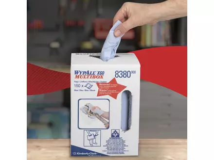 Kimberly-Clark Wypall X60 8380 poetsdoekrol 420x245 mm blauw