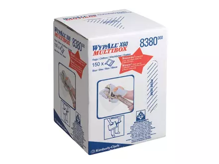 Rouleau de chiffon de nettoyage Kimberly-Clark Wypall X60 8380, 420 x 245 mm, bleu