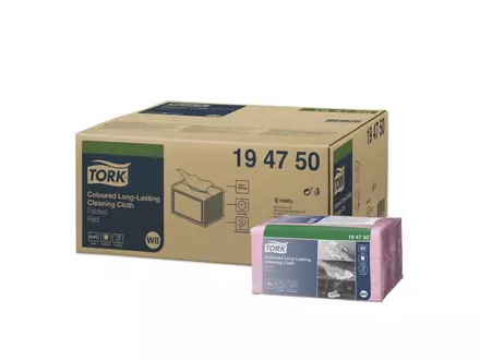 Chiffons de nettoyage Tork colorés, résistants et pliés, format W8