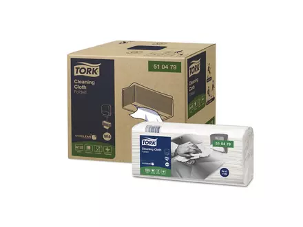 Chiffons de nettoyage Tork pliés, 1 pli, W4, blancs