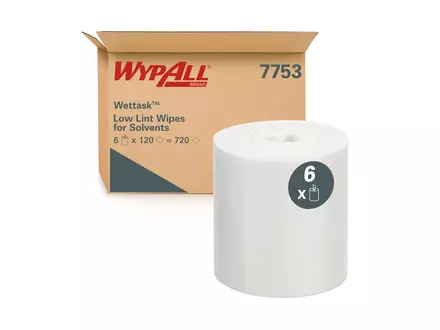Rouleau de chiffon de nettoyage Kimberly-Clark Wypall Wettask 7753, 305 x 150 mm, blanc