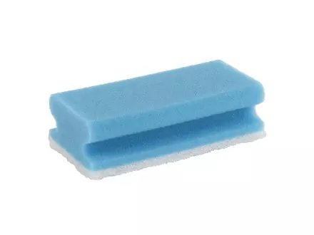 Tampon à récurer avec manche 140 x 70 x 45 mm bleu/blanc