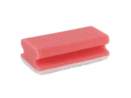 Tampon à récurer avec manche 140 x 70 x 45 mm rouge/blanc